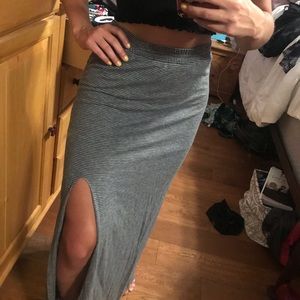 Grey and black striped maxi skirt